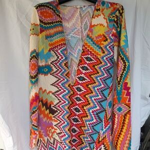 Women's Pink Ripple Midi Dress Size L